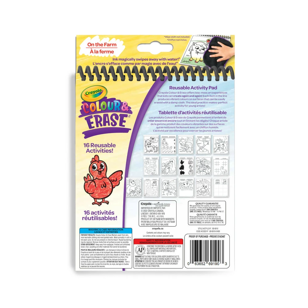 Crayola Colour & Erase Reusable Activity Pad - On The Farm 4 Crayola Colour & Erase Reusable Activity Pad - On The Farm - Image 2