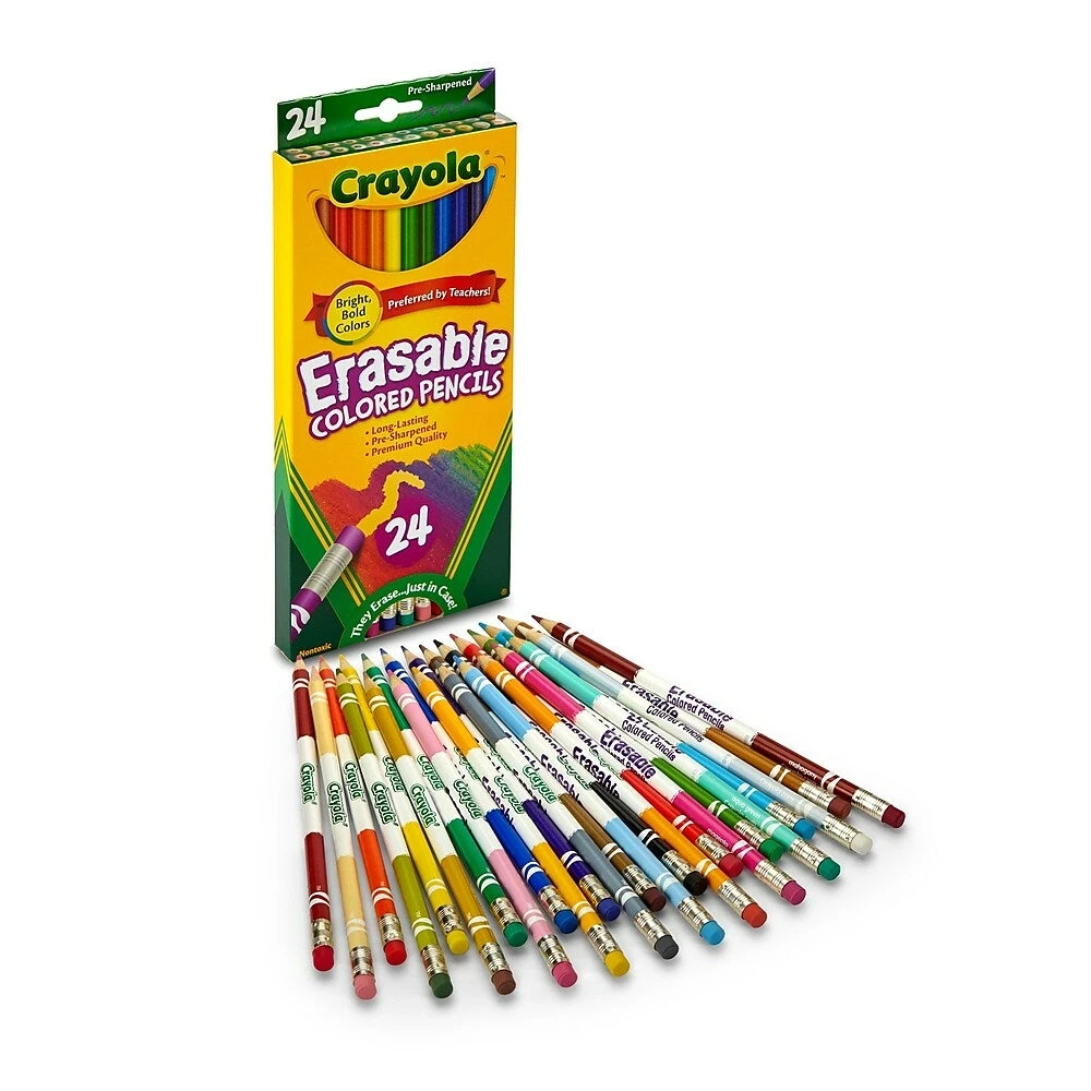 Crayola Erasable Coloured Pencils - 3 Packs Of 24 Pencils 3 Crayola Erasable Coloured Pencils - 3 Packs Of 24 Pencils