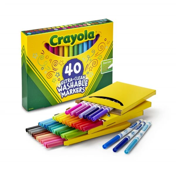 Crayola Ultra-Clean Washable Markers, Fine Bullet Tip, Assorted Colors, 40/Set 5 Crayola Ultra-Clean Washable Markers, Fine Bullet Tip, Assorted Colors, 40/Set - Image 3