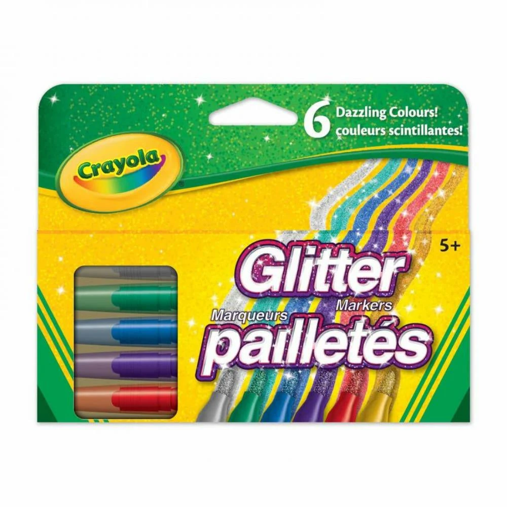 Crayola Glitter Markers, 6 Pack 3 Crayola Glitter Markers, 6 Pack