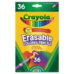 Crayola Erasable Colored Woodcase Pencils, 3.3 Mm, 36 Assorted Colors/Set