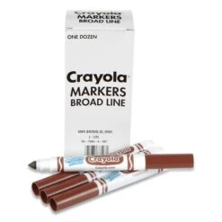 Crayola Broad Line Washable Markers, Broad Bullet Tip, Brown, 12PK
