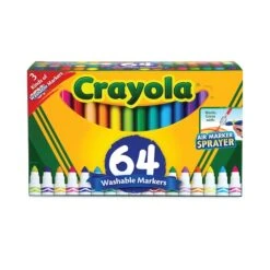 Crayola Broad Line Washable Markers, Broad Bullet Tip, Assorted Colors, PK64