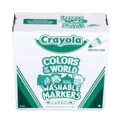 Crayola Colors Of The World Washable Markers Classpack, Broad Bullet Tip, Assorted Colors, PK240, 240PK