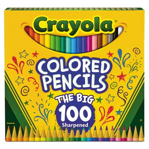 Crayola CYO688100 Long-Length Colored Pencil Set, 3.3 Mm, 2B (#1), Assorted Lead/Barrel Colors, 100/Pack, Price/ST 3 Crayola CYO688100 Long-Length Colored Pencil Set, 3.3 Mm, 2B (#1), Assorted Lead/Barrel Colors, 100/Pack, Price/ST