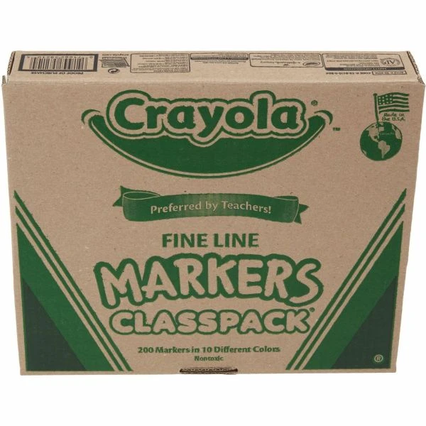 Crayola Fine Line 200-Count Classpack Non-Washable Marker, Fine Bullet Tip, Assorted Colors, 200/Box 4 Crayola Fine Line 200-Count Classpack Non-Washable Marker, Fine Bullet Tip, Assorted Colors, 200/Box - Image 2