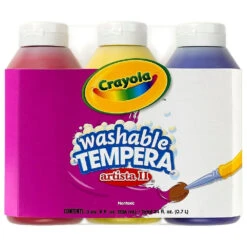 Crayola Artista Ii 8 Oz. 3-count Primary Colour Set Tempera Washable Paint Blue/Red/Yellow, 12 Pack (BIN543181)