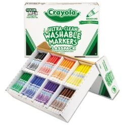 Crayola Ultra-Clean Washable Marker Classpack, Broad Bullet Tip, 8 Assorted Colors, 200/Box -Crayola Sales e58f9d864a45198fe76716563b6869dc70