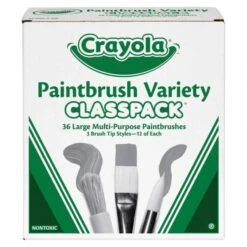 Crayola Large Variety Paint Brush Classpack, Natural; Nylon Bristles, Flat; Round Profiles, 36/Set -Crayola Sales edf3f6848ebeba3eb930aba56112515761