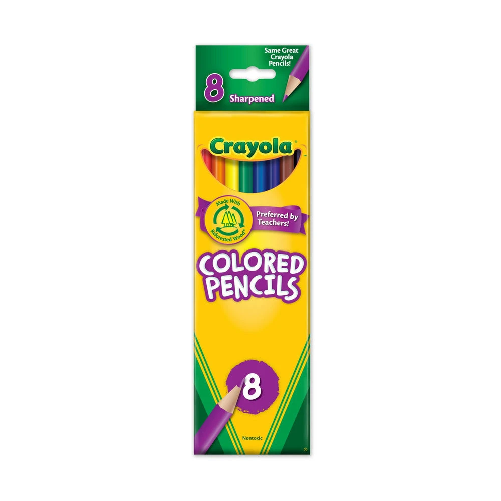 Crayola Pre-Sharpened Coloured Pencils - Assorted Colours - 8 Pack 3 Crayola Pre-Sharpened Coloured Pencils - Assorted Colours - 8 Pack